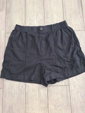 LOFT Outlet Women's Black Linen Blend Pull On Shorts Size Large